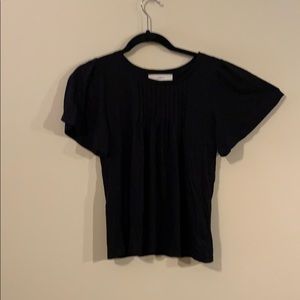 LOFT SS Flutter and pintuck Cotton Blouse